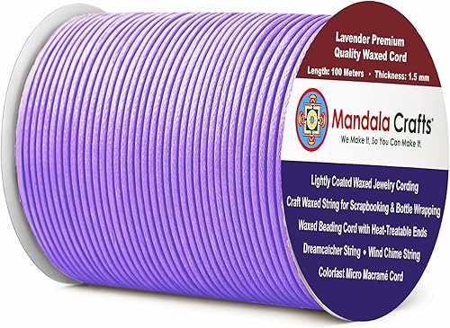 Miniatura 36 de Cuerda Mandala Crafts 0.03 pulgadas 109 yardas para hacer joyería, artesanía, macramé, cuerda de algodón encerado