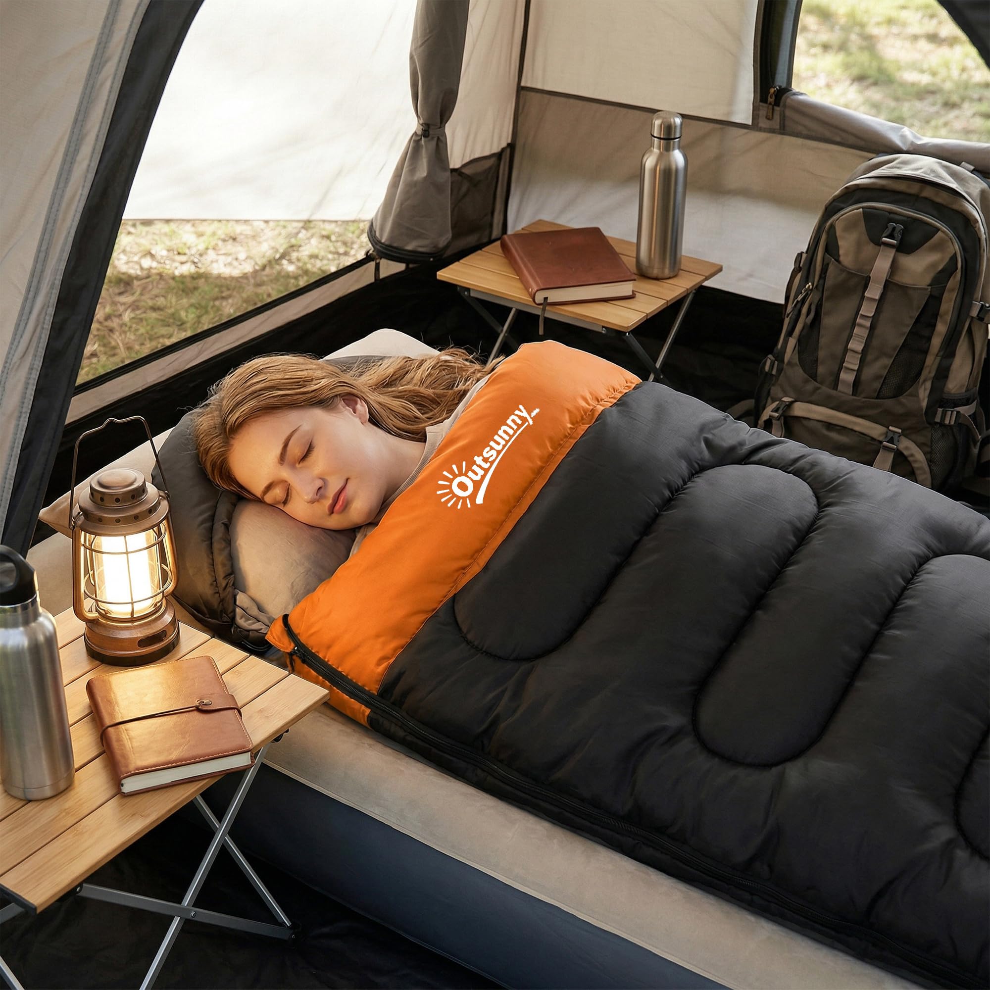 Outsunny Sleeping Bag for Adults, Lightweight & Compact Sleeping Bag, 3 Seasons Adult Blanket, Small Packed Size, Soft, Thick and Warm, for Outdoor Camping — view 9