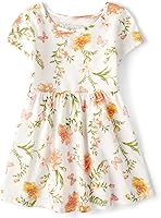 The Children's Place Toddler Girls Short Sleeve Floral Fashion Dress - Cute Pull-On Playwear
