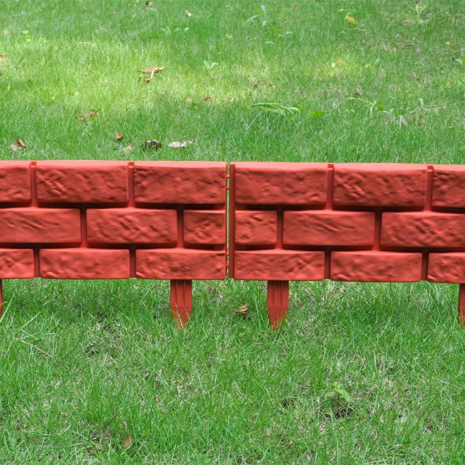 Separador para césped con diseño de ladrillos, 11 unidades, valla para jardín efecto piedra, bordes de jardín borde para césped apto para parterres y céspedes borde de plástico