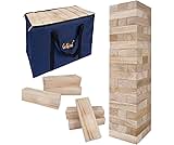 GOTHINK Giant Tumble Tower Game, Large Tumbling Tower Stacking to Over 5 FT 54pcs Wooden Jumbo Blocks for Outside Yard Games with Carry Case Timber Stacking Game Night Toy Gift for Kids Adults Family