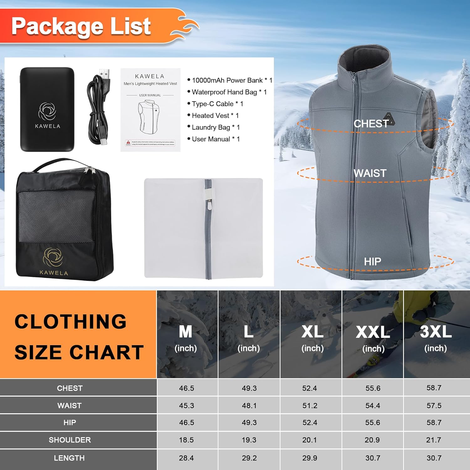 Heated Vest for Men with Battery Pack Included, Water & Wind Resistance Softshell Electric Vest for Hunting Hiking