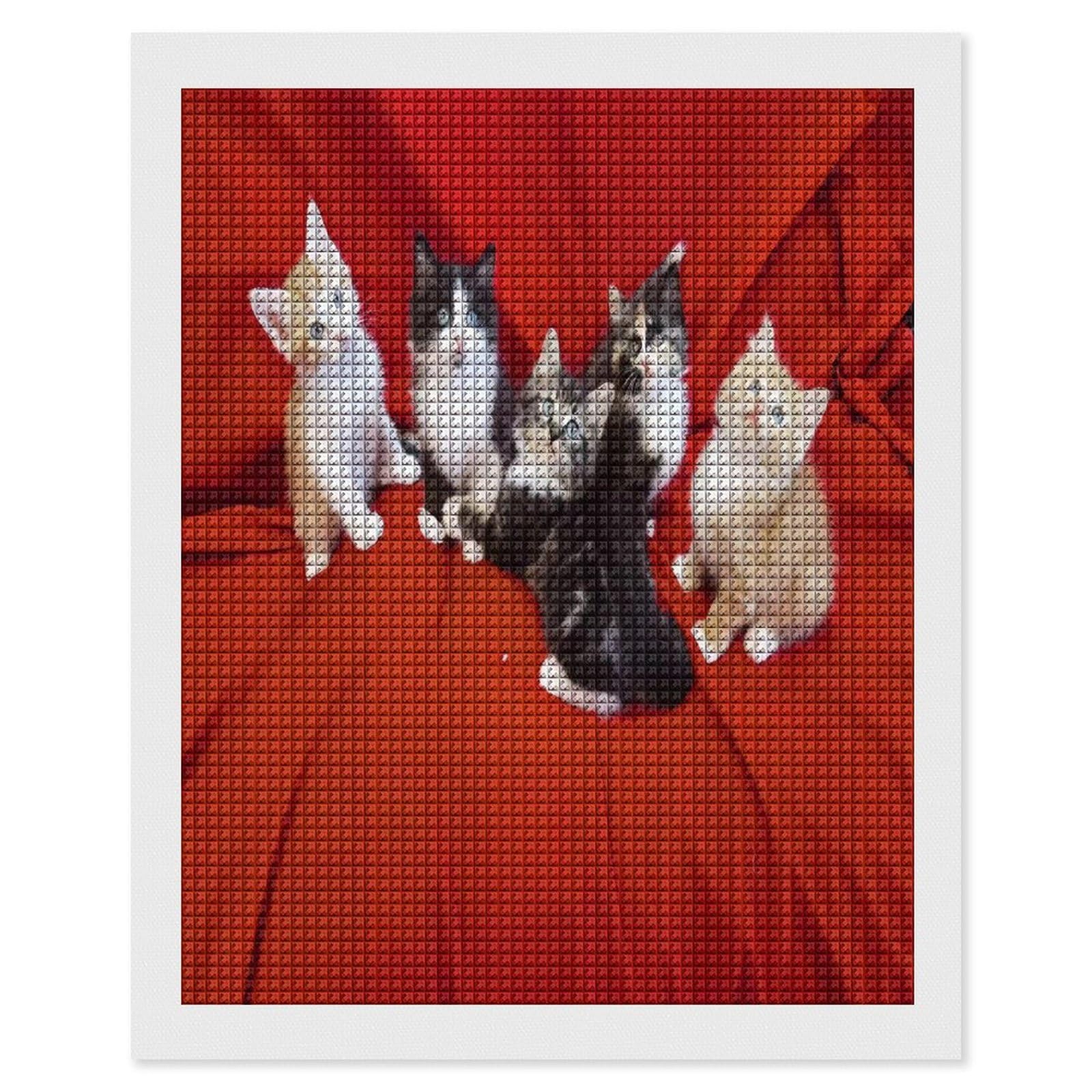 FodPand Cat Diamond Painting Kit for Beginner Fun 5D DIY Crafts for Adults Diamond Art Kits Square Diamond Art Canvas Painting Gem Art Crafts for Home Wall Decor 16"x20"