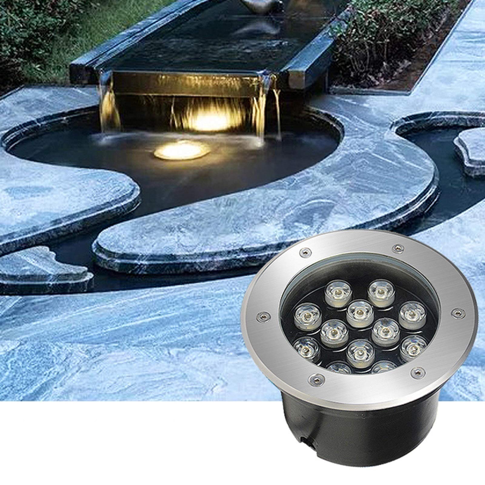 Faretti calpestabili per esterno IP68 impermeabile faretto incasso a terra 110-230V Ad alta potenza luci incasso pavimento esterno Acciaio inossidabile pieno 8 colori, 8 potenza ( Color : Bianco fredd