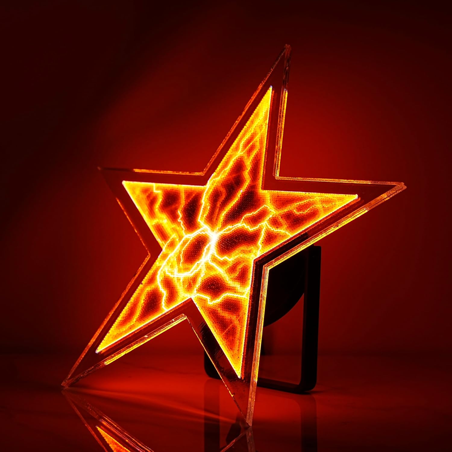 12 Inch Pentagram Plasma Disc, Plasma Ball, Suitable for Science and Education Museums, Observatories, Homes, Bars, Clubs, Night Lights, Holiday Gifts, Voice Controlled Induction Lights (Red)