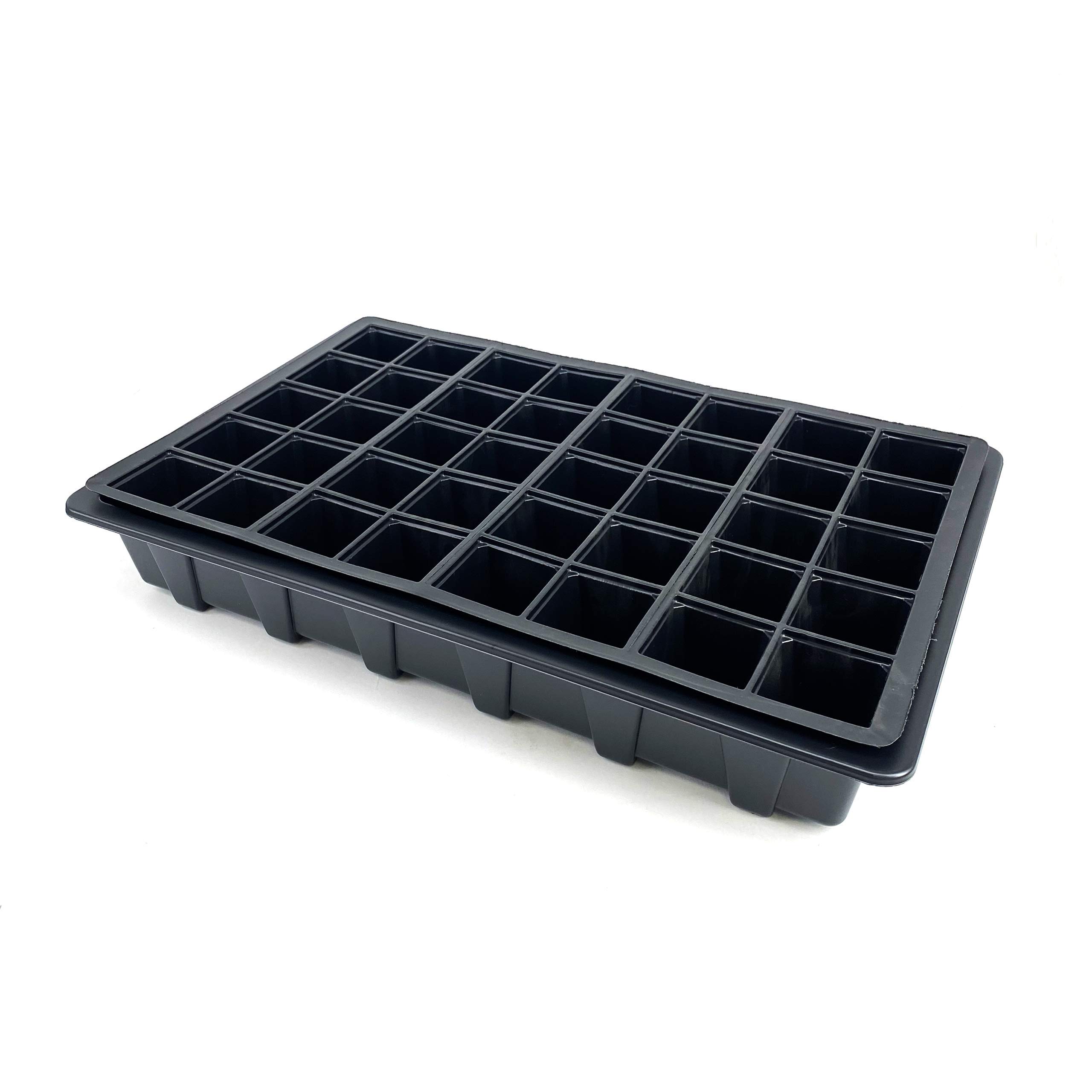Nutley's Black Seed Tray (With Or Without Holes) + 40 Or 24 Cell Inserts (1, 40-Cell Without Holes)