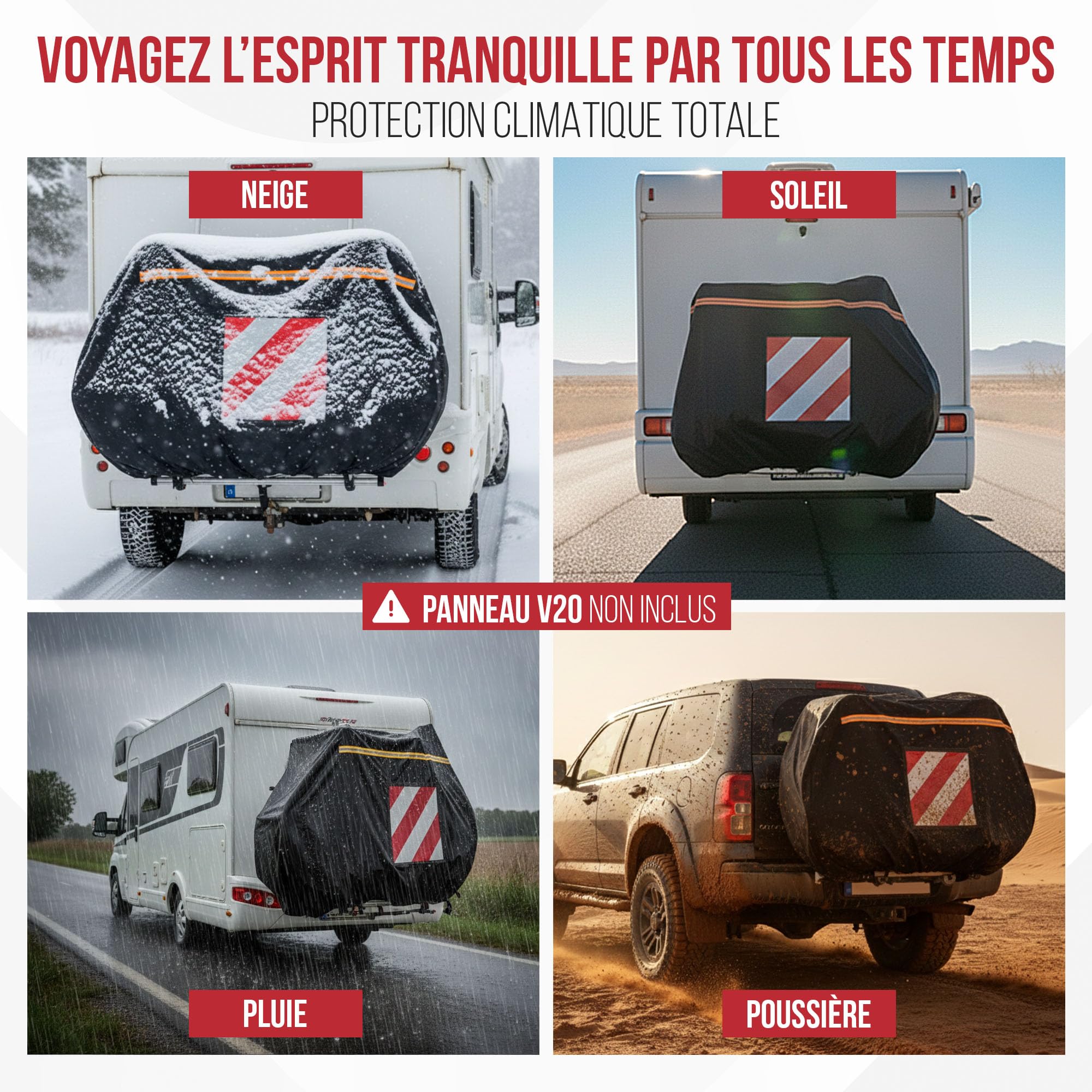 Housse Velo Camping Car - Bache velo camping car 3 bicyclette - Comprend 2 Tendeur et 1 Sac de Rangement