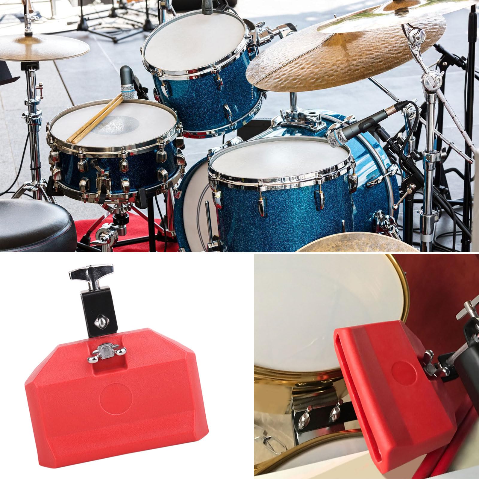 1 Stück Kunststoff Percussion Drum Block, hochwertiges Design, praktisches Übungswerkzeug für Schlagzeug Werkzeug Klassenzimmer, Live Auftritte, Percussion Instrumente Ausrüstung