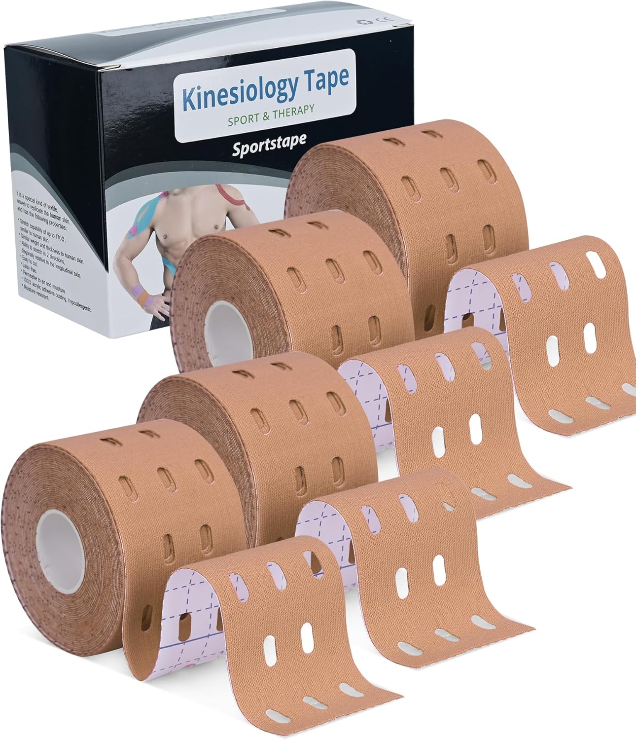 Kinesiology Tape Perforating 4 Rolls Lychee Elastic Therapeutic Sports