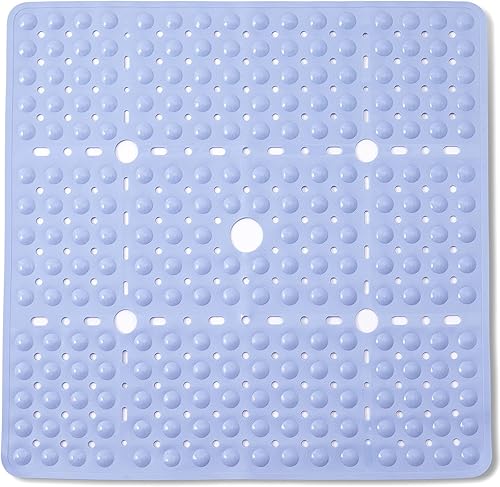 ENKOSI Tapete de ducha cuadrado grande de 27 x 27 pulgadas, tapete de ducha antideslizante para ancianos y jóvenes, tapete de ducha duradero con