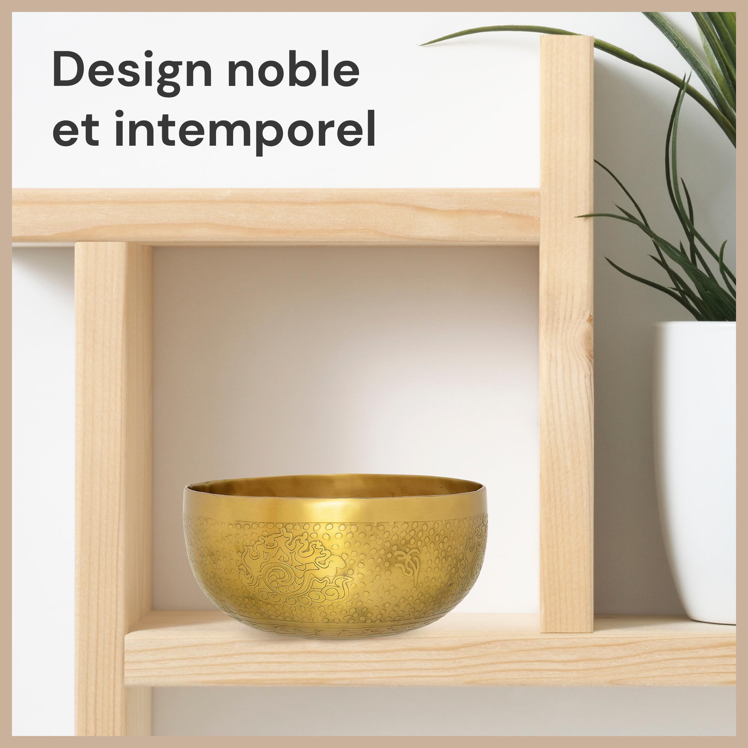 Bol chantant tibétain, motif fleur de vie, pour yoga, méditation et détente, diamètre : 20 cm, 1100 g, surface mate, fait à la main traditionnel, de qualité professionnelle