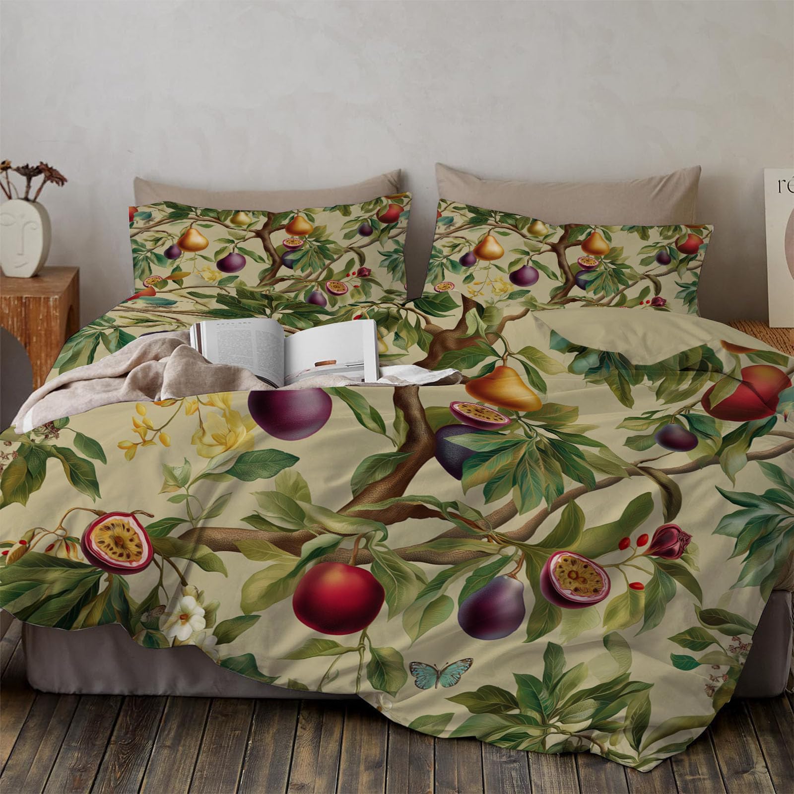 Housse de couette fruit de la passion déco bohème pour une chambre parentale