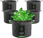VIVOSUN 5pcs 7 Gallon Grow Bags, 360 g Non-Woven Planting Bag with Handles and Rings Multipurpose Planting Bags for Low Stress Plant Formation