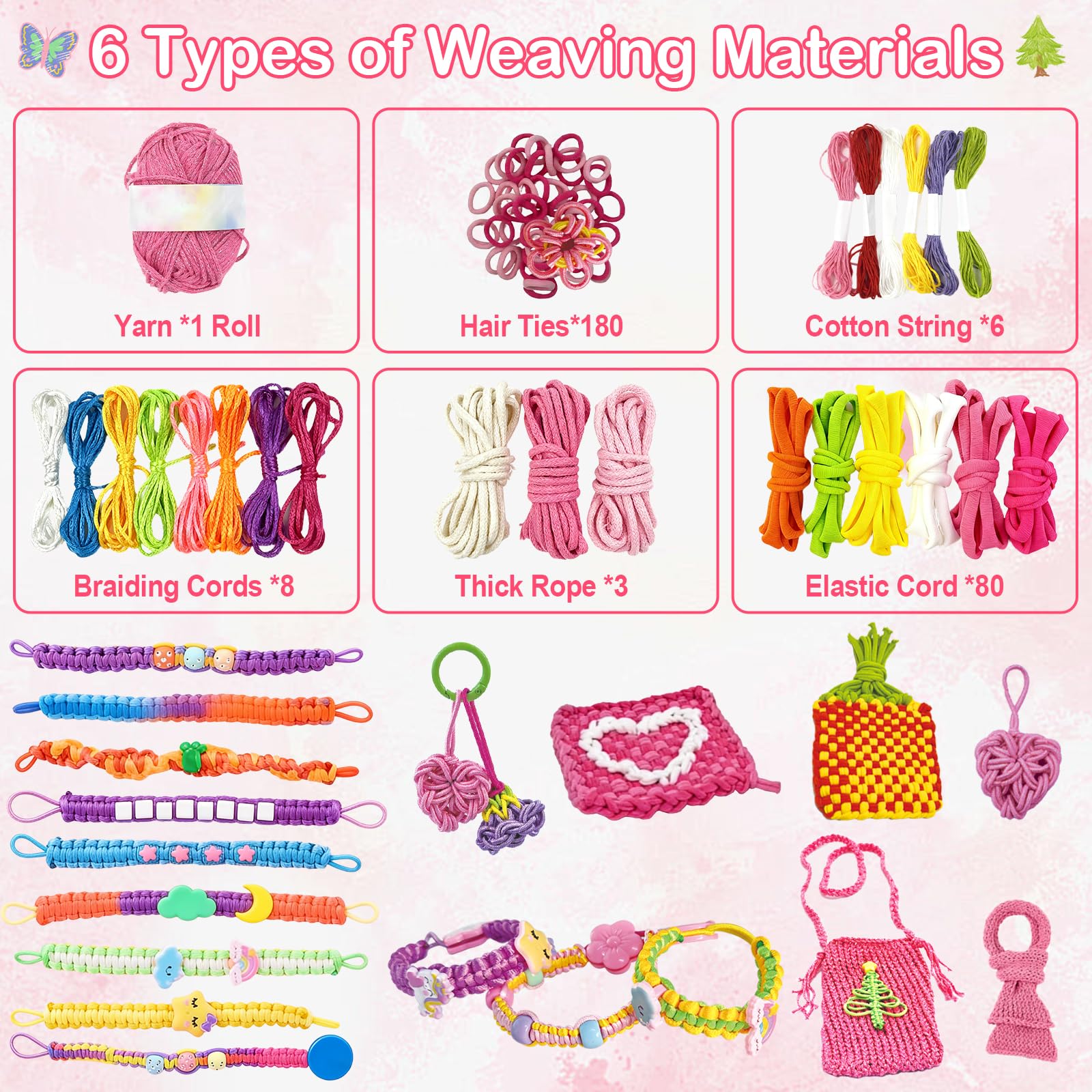 BITOYO Kit Braccialetti fai da te Bambina, Telaio per Braccialetti Amicizia, Set Braccialetti Elastici Bambini, Regalo di Compleanno Natale per Ragazza 8 9 10 11 12 Anni