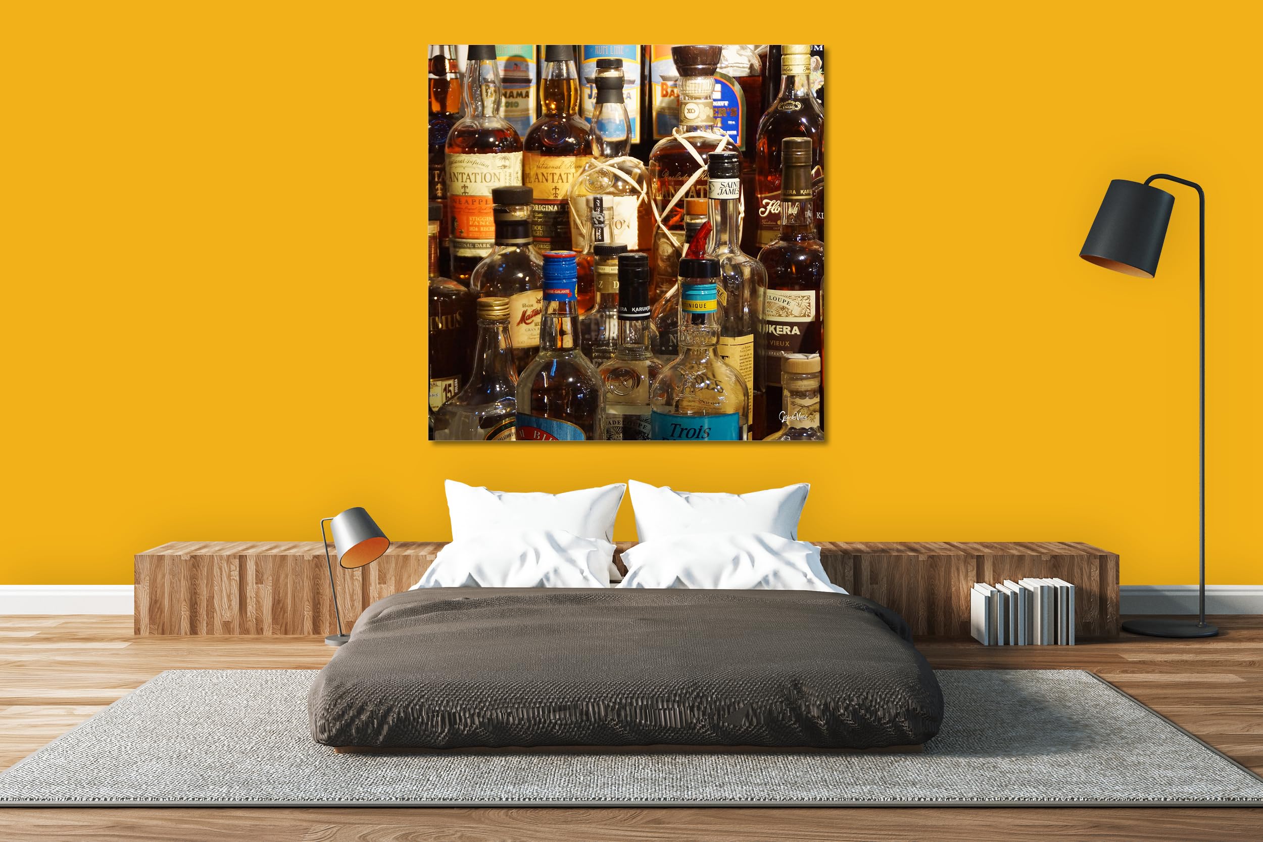 Glücksvilla - Drinks 4 - (Leinwand-Bild 2 cm, 150 x 150 cm) | div. Maße - aus DE - Kunstdruck XXL Deko Wandbild Quadrat - Getränke Bar Alkohol Restaurant