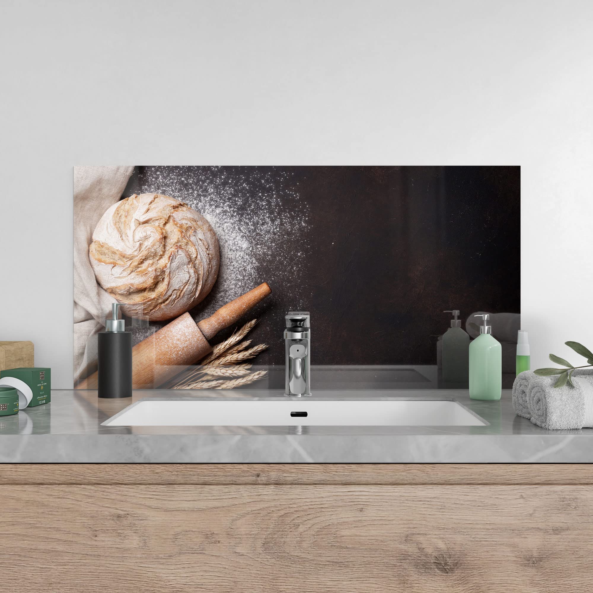 Crédence Cuisine DEQORI Verre Trempé Motif 'Ondes Colorées' - Protection Murale