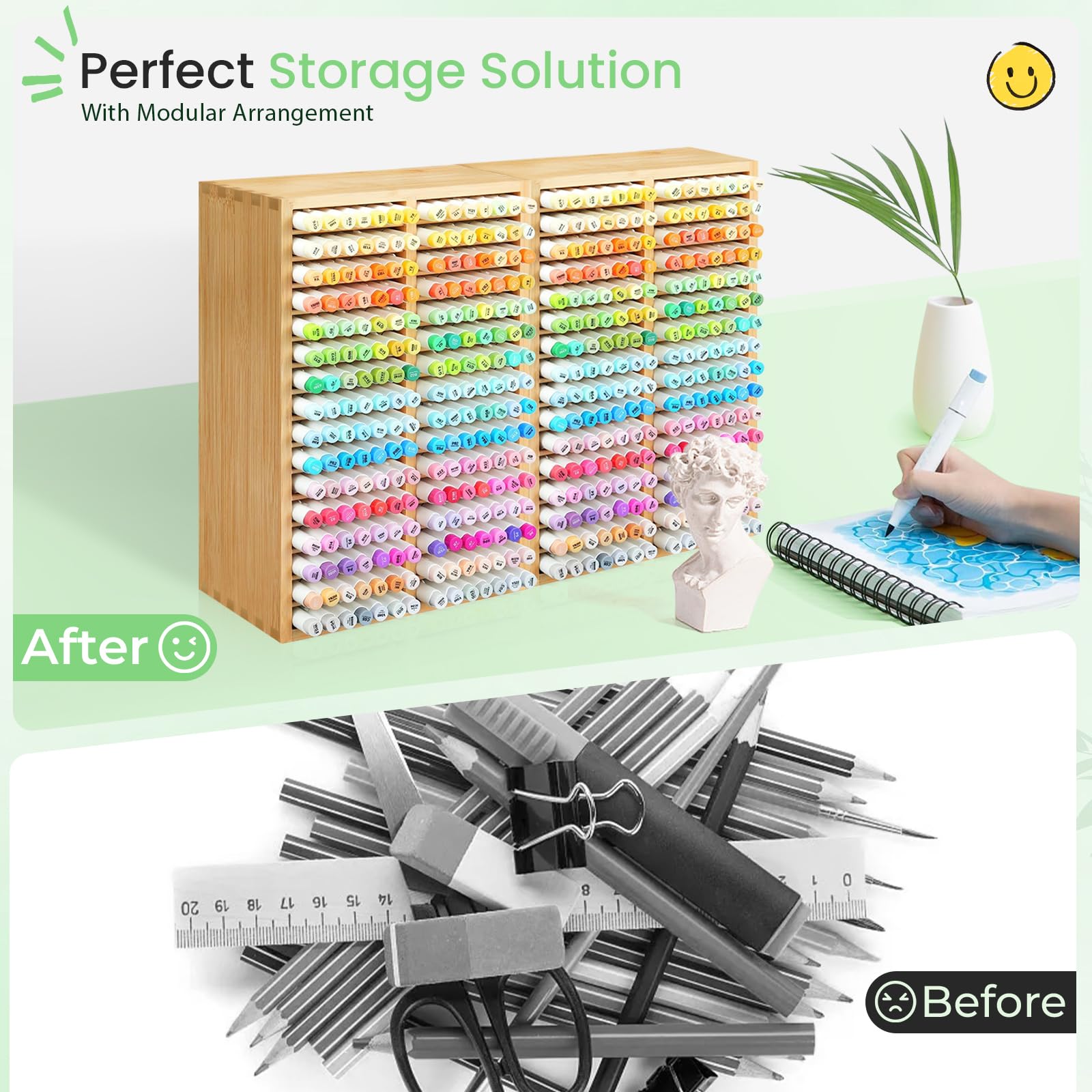 Ohuhu Bamboo Organizer 224 markeerstiften - Your Creative Break