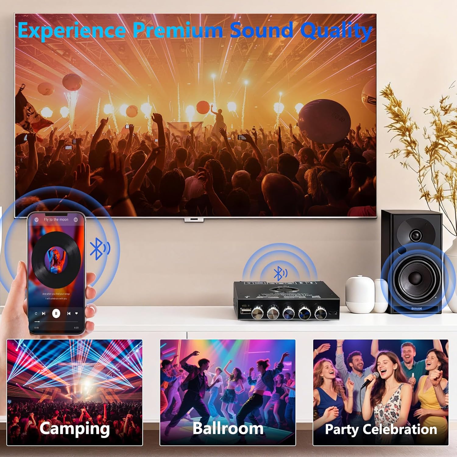 Bluetooth 5.1 Audio Amplifier Board,540W HiFi 2.1 Channel Mini Subwoofer Power Amp Module with Treble & Bass Control with AUX Input,Audio Amp Board for Home DIY Wireles Speaker(With Power Cord)
