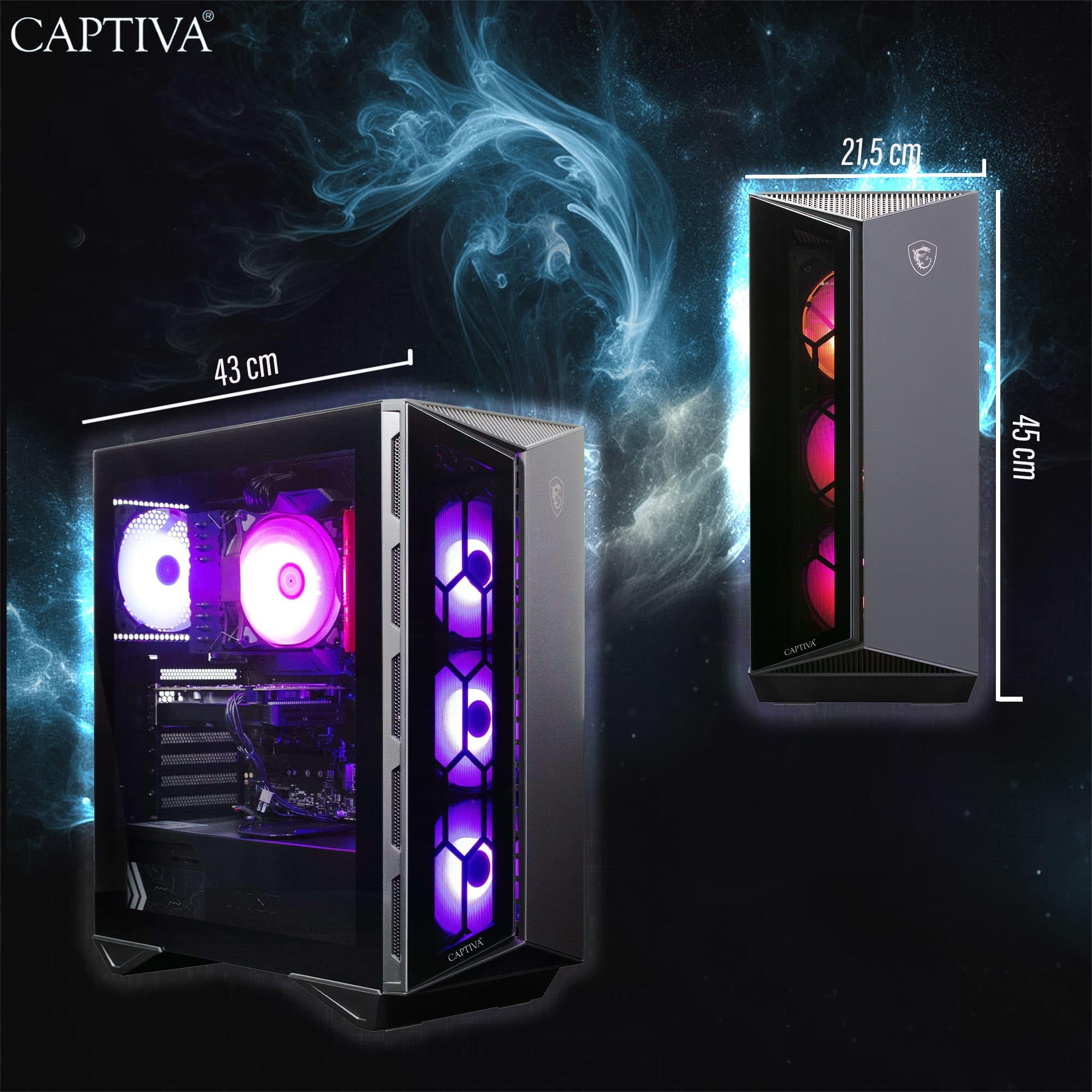 Captiva PC Highend Gaming R10-4630 (Ryzen 7 9800X3D/RTX5070 12GB GDDR7/SSD 1TB/32GB/WLAN/w/o OS) (104630)