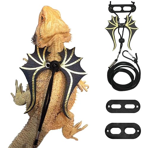 ADOGGYGO Bearded Dragon Leash Harness Set, 3 Size Harness, Dinosaur