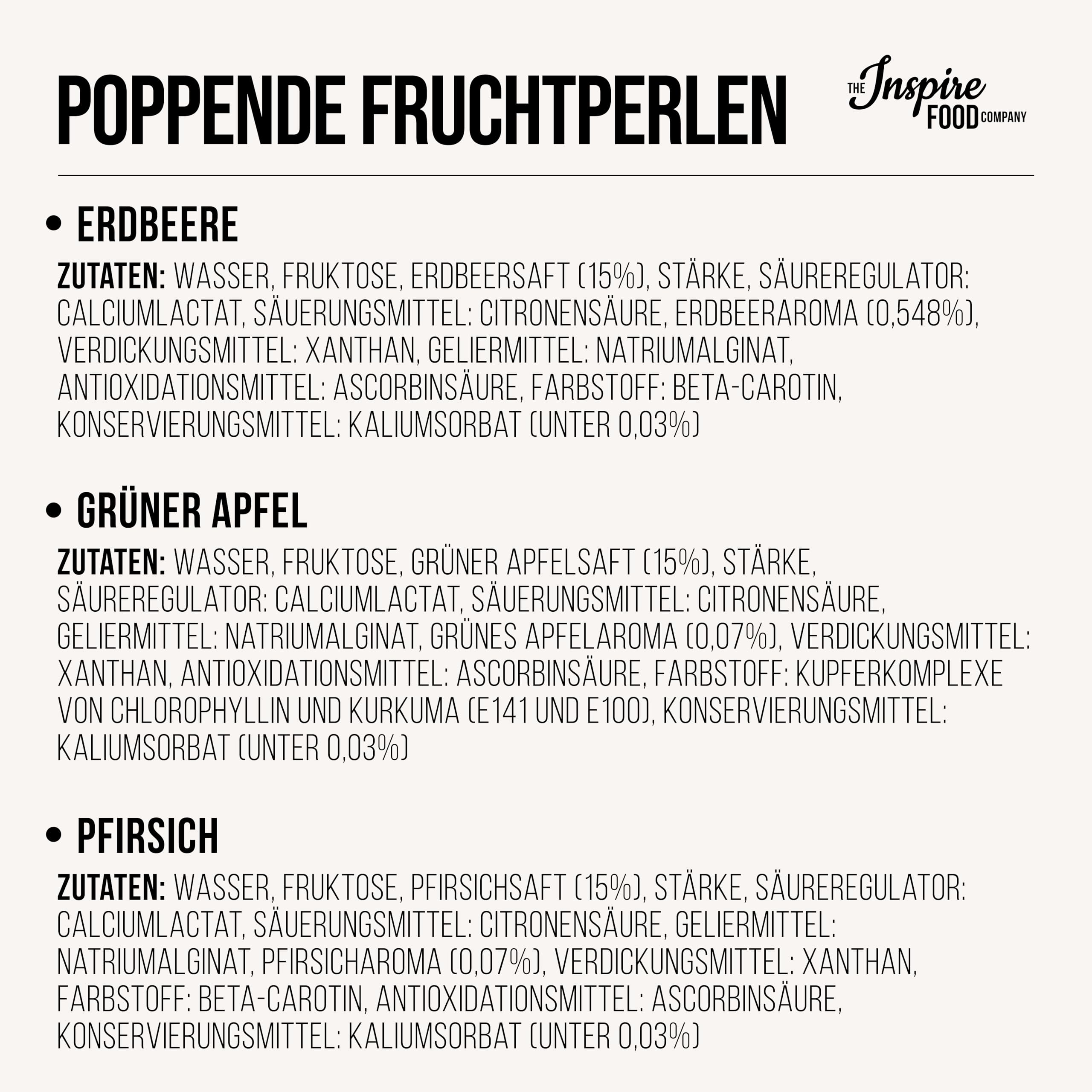 INSPIRE FOOD Bubble Tea Perlen Set Erdbeere Grüner Apfel Pfirsich | 3x450g | Erdbeere, Gr. Apfel, Pfirsich | Tapioka Fruchtperlen und Boba Perlen - 100% vegan und glutenfrei, ohne künstliche Farbstoff