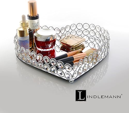 Miniatura 112 de Bandeja de tocador de cristal decorativa con espejo, bandejas de perfume para maquillaje, almacenamiento de cosméticos, organizador de Bandeja