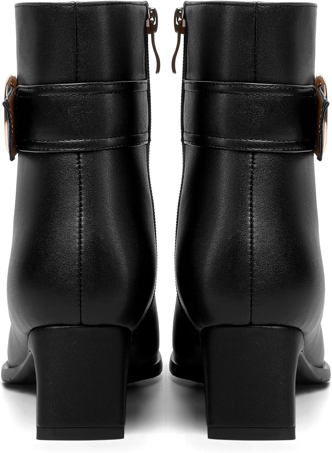 FEMSTEP Womens Matte Zip Dress Dating Round Toe Chunky Low Heel Ankle High Boots 2 Inch