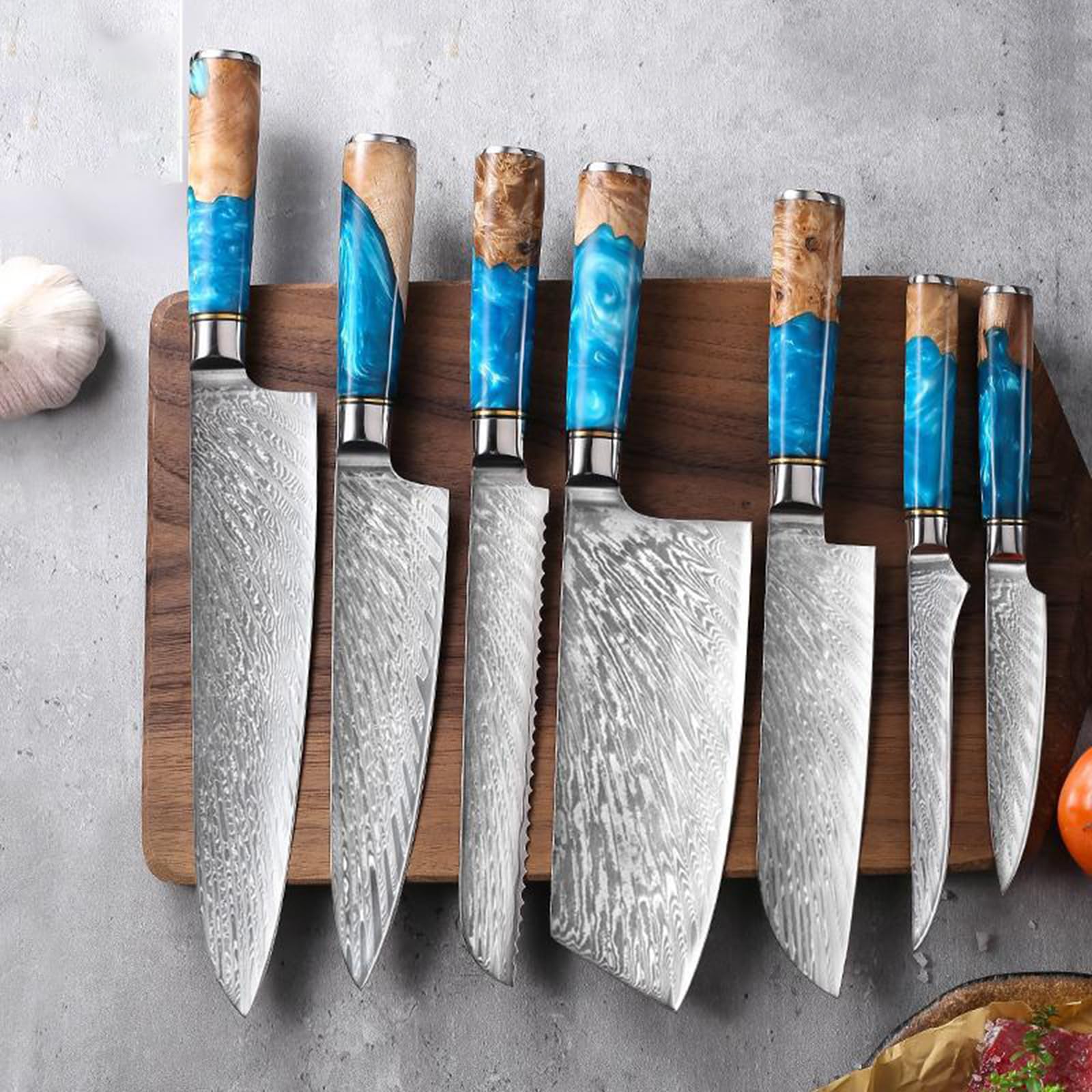 Kitchen Knife Set Knives Set for Kitchen 7 PCS Professional German Stainless Steel Knife Set Wood Resin Handle