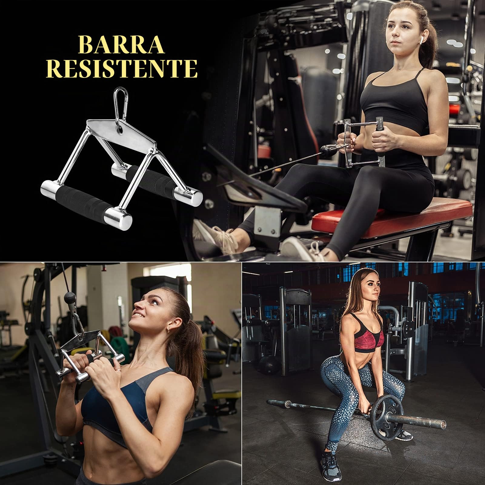 Agarres Poleas Gym, Cuerda para Tríceps y Agarres Paralelos para Maquina Gimnasio Mango Remo para Entrenamiento de LAT Pulldown en Casa