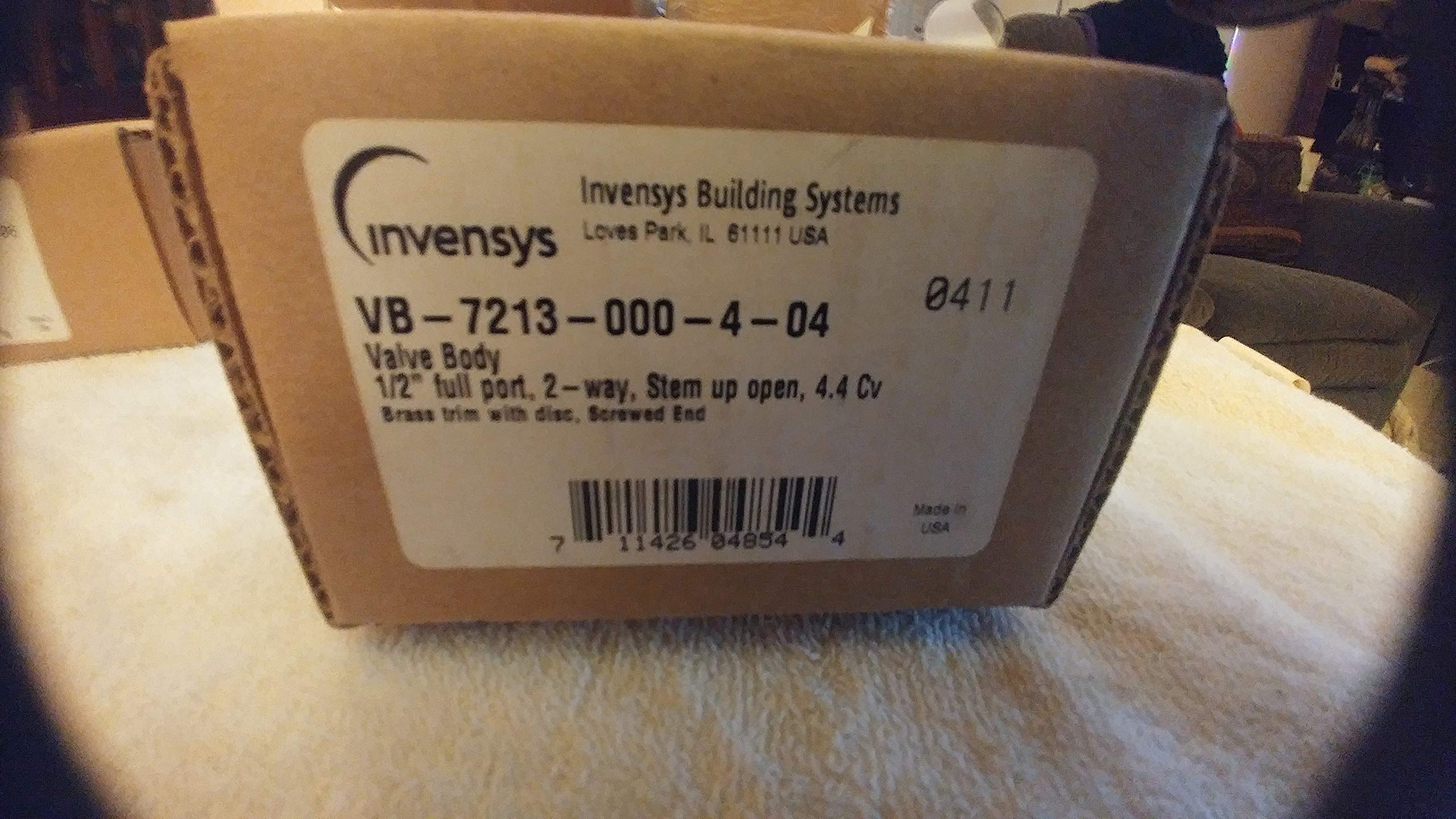 Schneider Electric VB-7213-0-4-04 Series Vb-7000 Two-Way Globe Valve Body, Npt Threaded Straight Pipe End Connection, Stem Up Open, Brass Plug, 1/2