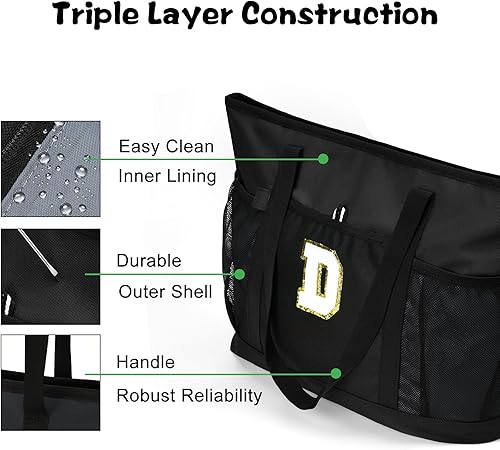 Miniatura 4 de Srotek Bolsa de mano con inicial, bolsa de regalo personalizada para mujeres, bolsas reutilizables extra grandes con asas, bolsa personalizada para