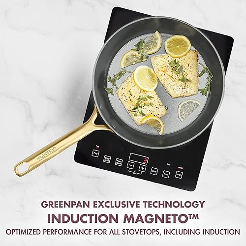 Miniatura 3 de GreenPan GP5 - Juego de ollas y sartenes de 14 piezas, cerámica anodizada dura, antiadherente, sin PFAS, asas de champán, calibre pesado, superficie