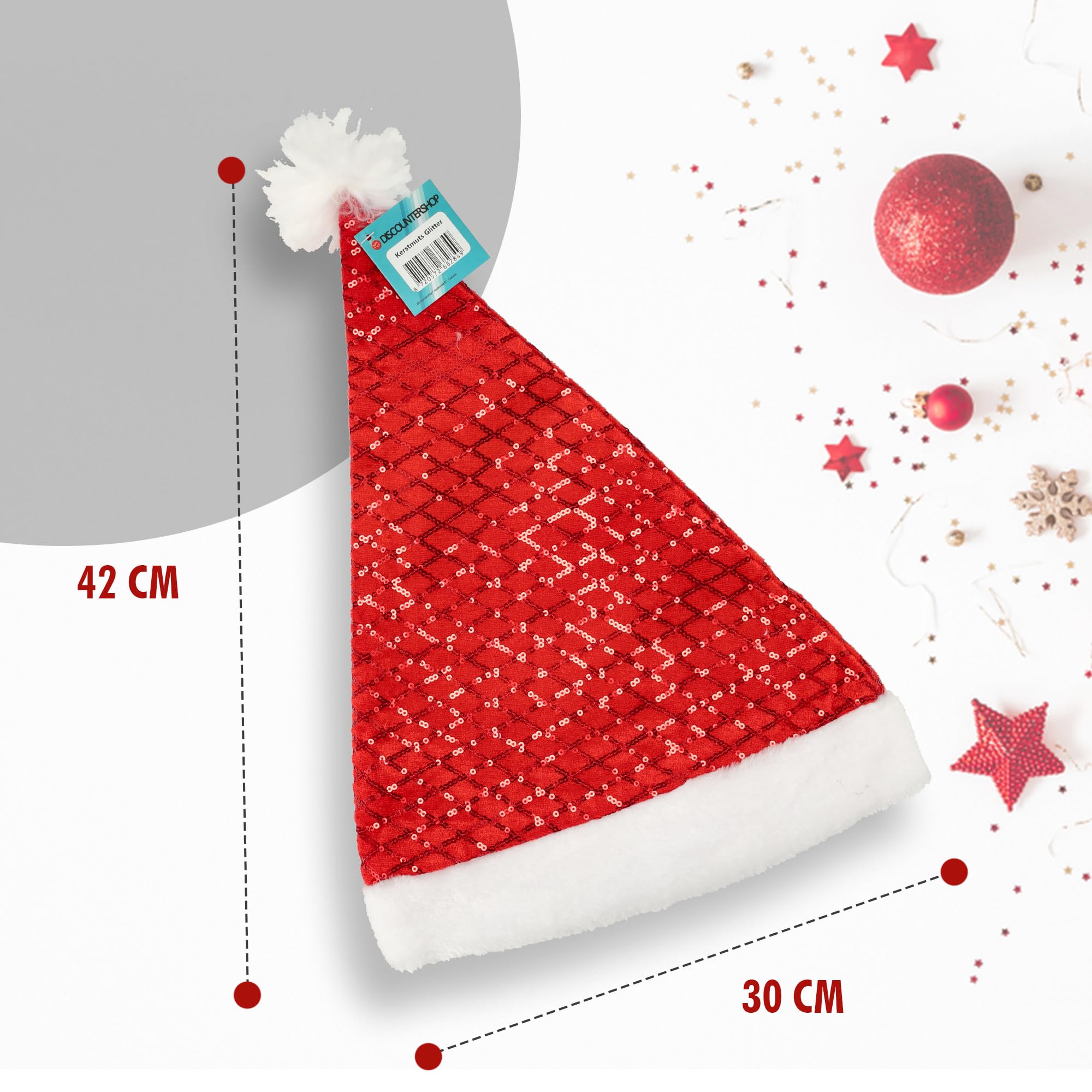 Chapeaux de Noël Adultes et Enfants, Taille de la Tête 54-56, Bonnets à Paillettes pour Les Vacances de Noël Nouvel An, 12 Pièces, Rouge