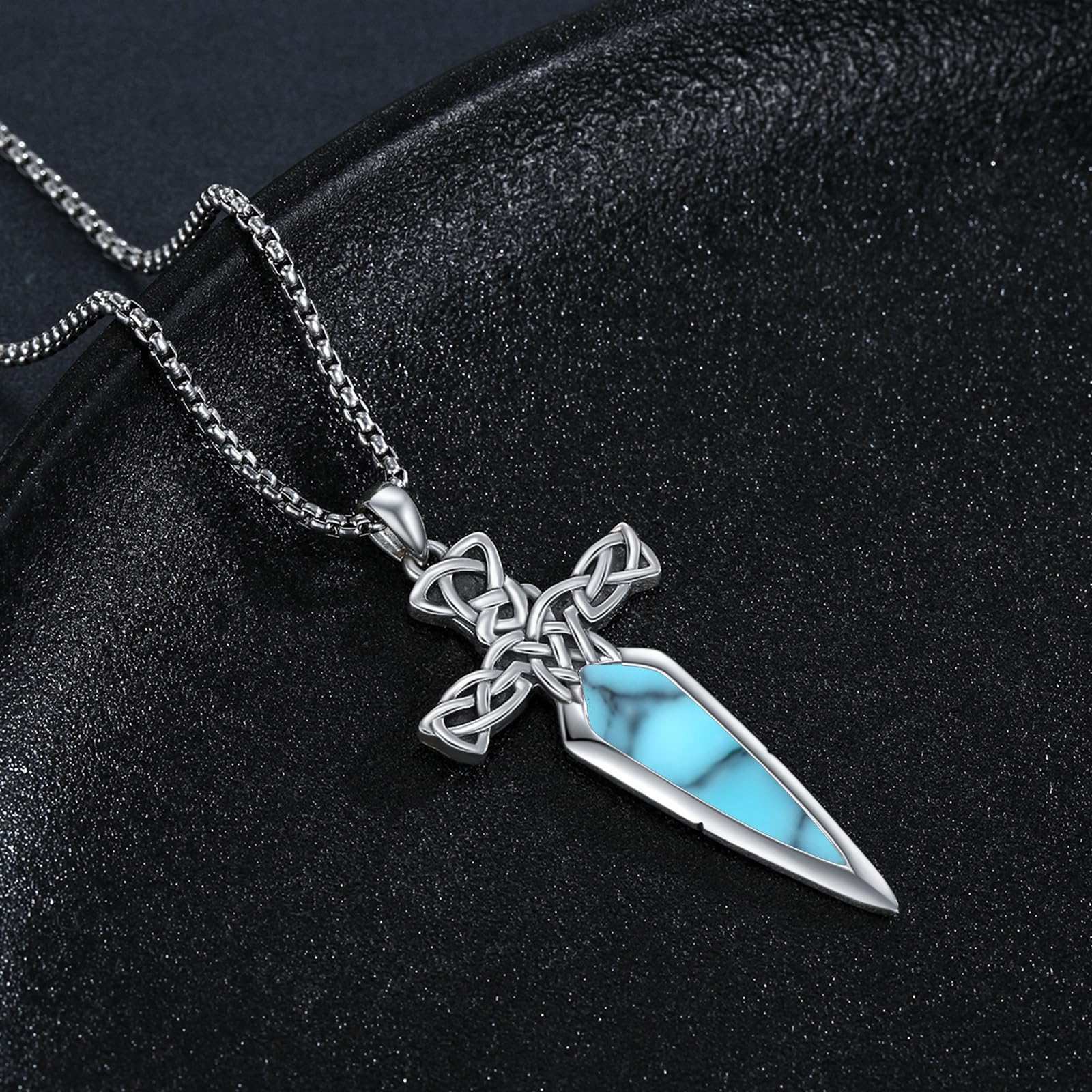 Sword Necklace 925 Sterling Silver Dagger Pendant Necklace Retro Gothic Jewelry Gifts for Men Father Women