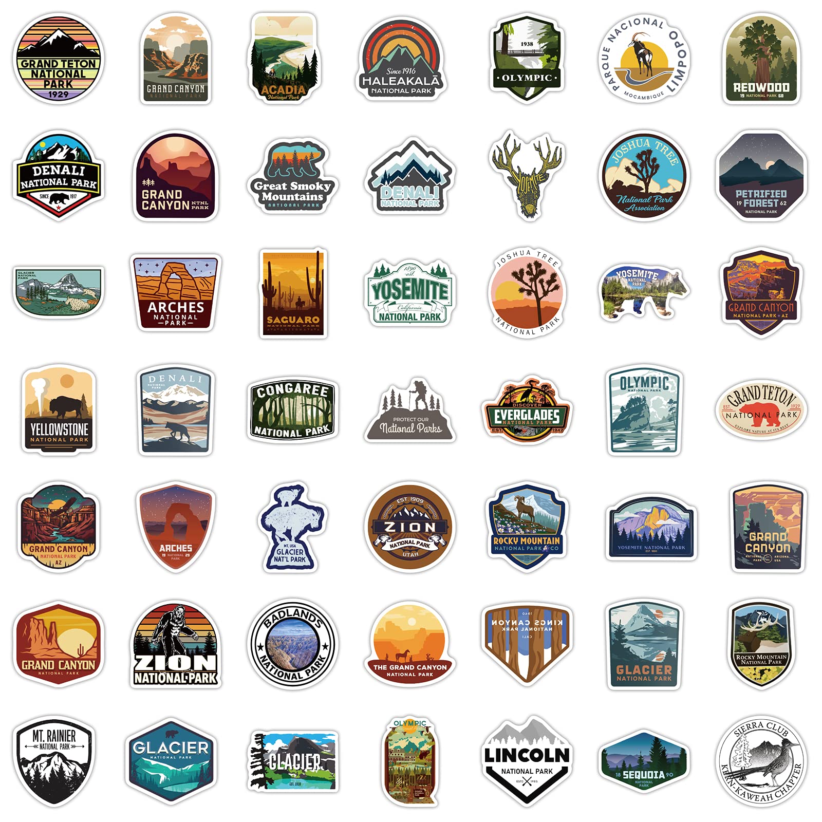 100 PCS National Park Stickers Set - Waterproof Vinyl Decals For Water Bottles & Outdoor Gear