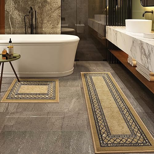 Miniatura 186 de Antep Rugs Alfombras modernas con bordes de 2 x 7 pies antideslizantes (antideslizante) de perfil bajo con parte trasera de goma para interiores