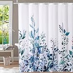 Fabric Shower Curtain, Watercolor Leaves Plant with Floral Bathroom Shower Curtain, Mildew Resistant, Weighted Hem, Boho Shower Curtain with 12 Hooks, Long Shower Curtain, 72''x72''