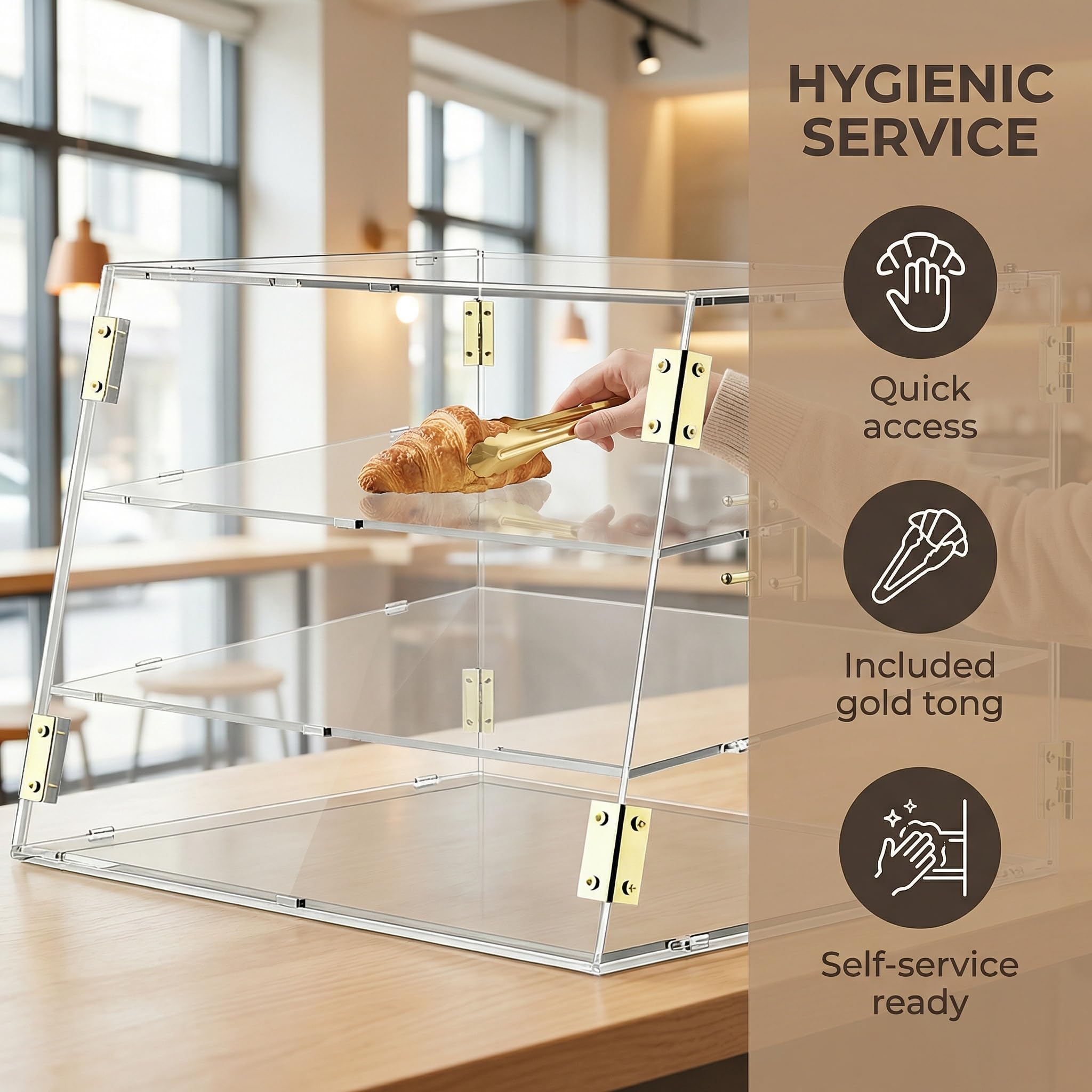 MBH - Neutrale vitrine 92 cm 1 etage voor catering. Neutrale glazen vitrine voor gebak en taarten