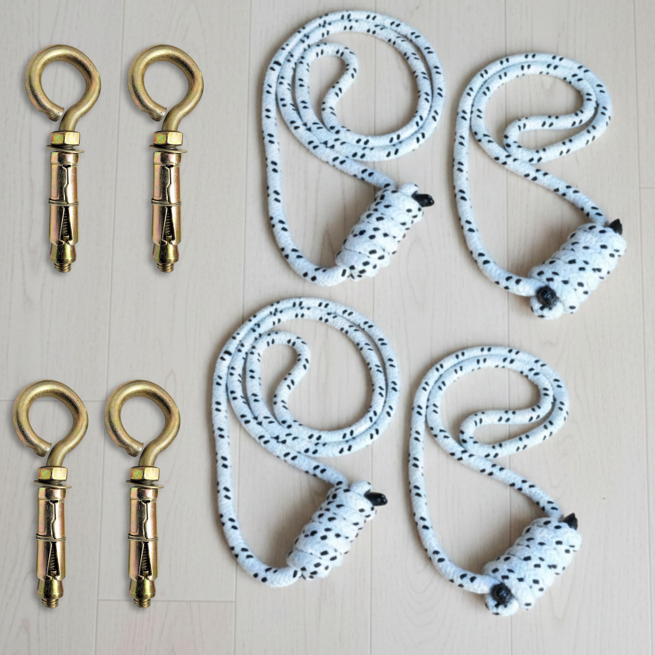Streetup India® Cotton Wall Ropes Set of 4 for Iyengar/Restorative Yoga| Anti-Gravity White (With Fastner)