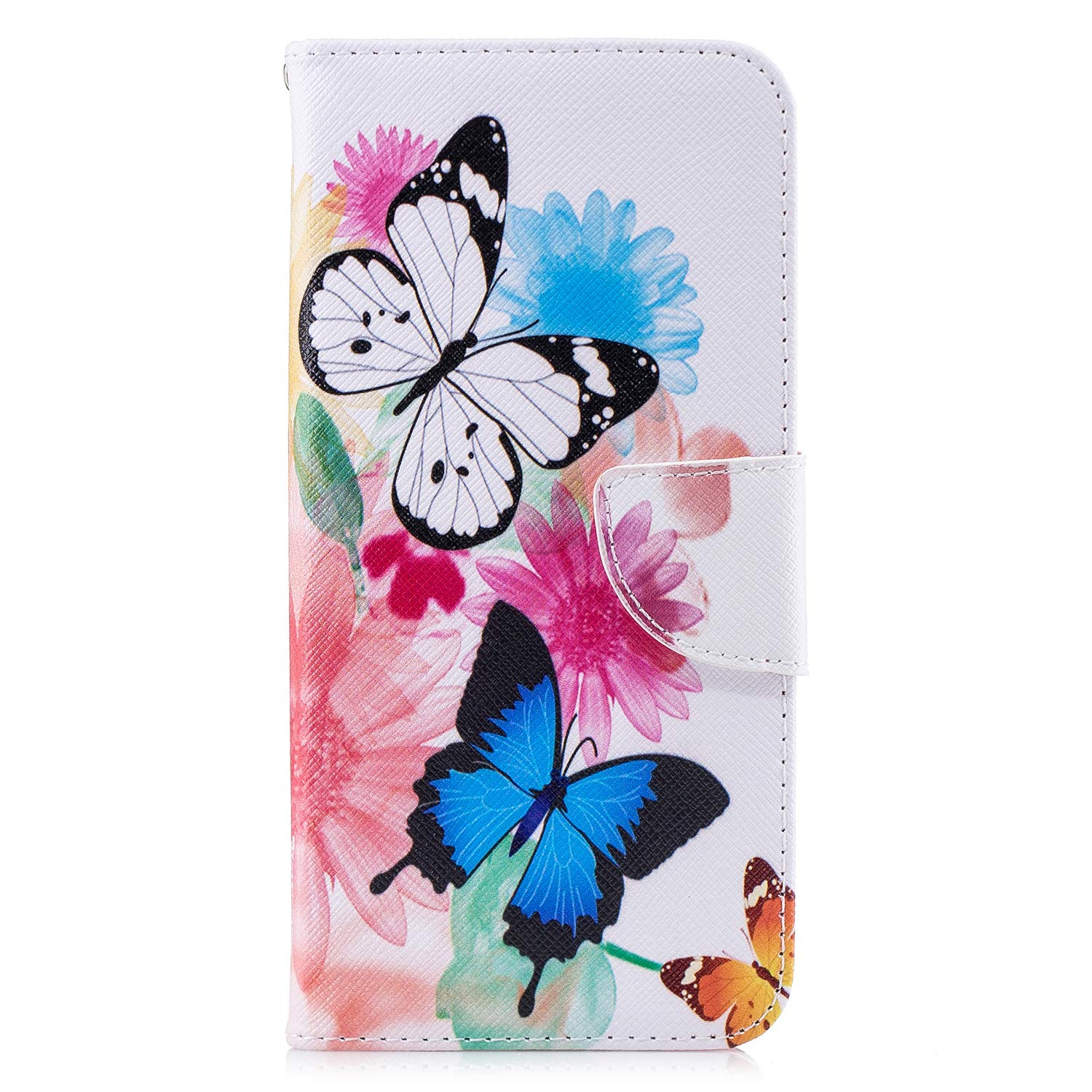 Thoankj OPPO A17 Case Shockproof Slim PU Leather Flip Pouch Wallet Phone Silicone Cover with Magnetic Stand Card Holder Slot Protective Smartphone Cases for OPPO A17 Butterfly