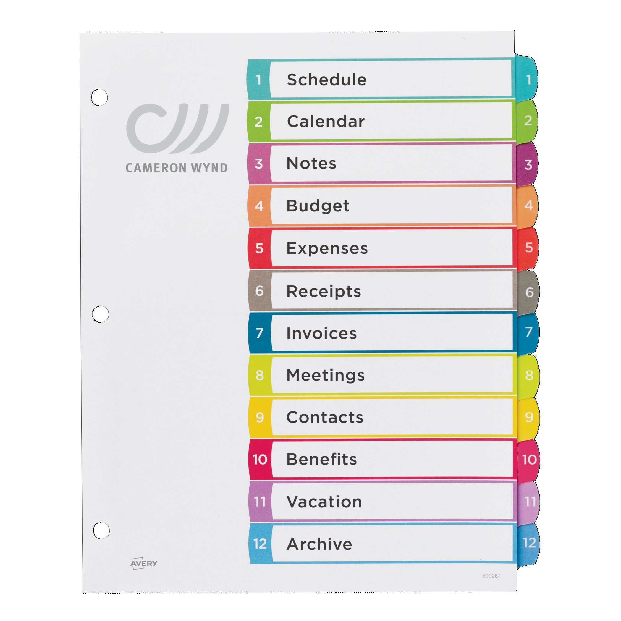 Avery 12 Tab Dividers for 3 Ring Binders, Customizable Table of