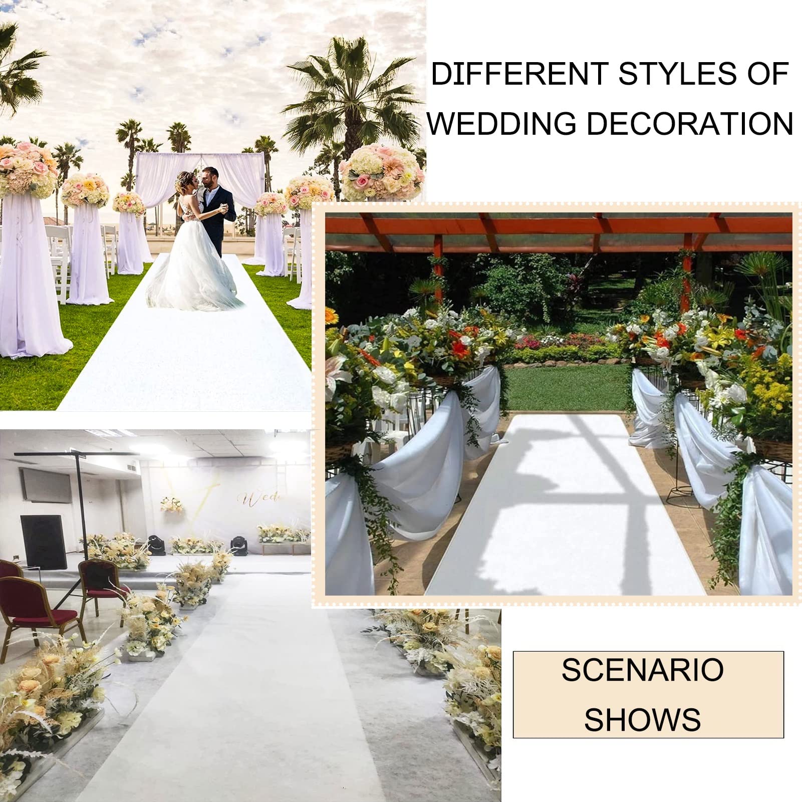10m 20m 30m Hochzeitsteppich Gangläufer Weiß Laufsteg Teppich Läufer Teppich 2mm Dicke Event Braut Gehweg Läufer Rolle für Hochzeit Kirche Party, Zuschneidbar (Size : 1x50m)