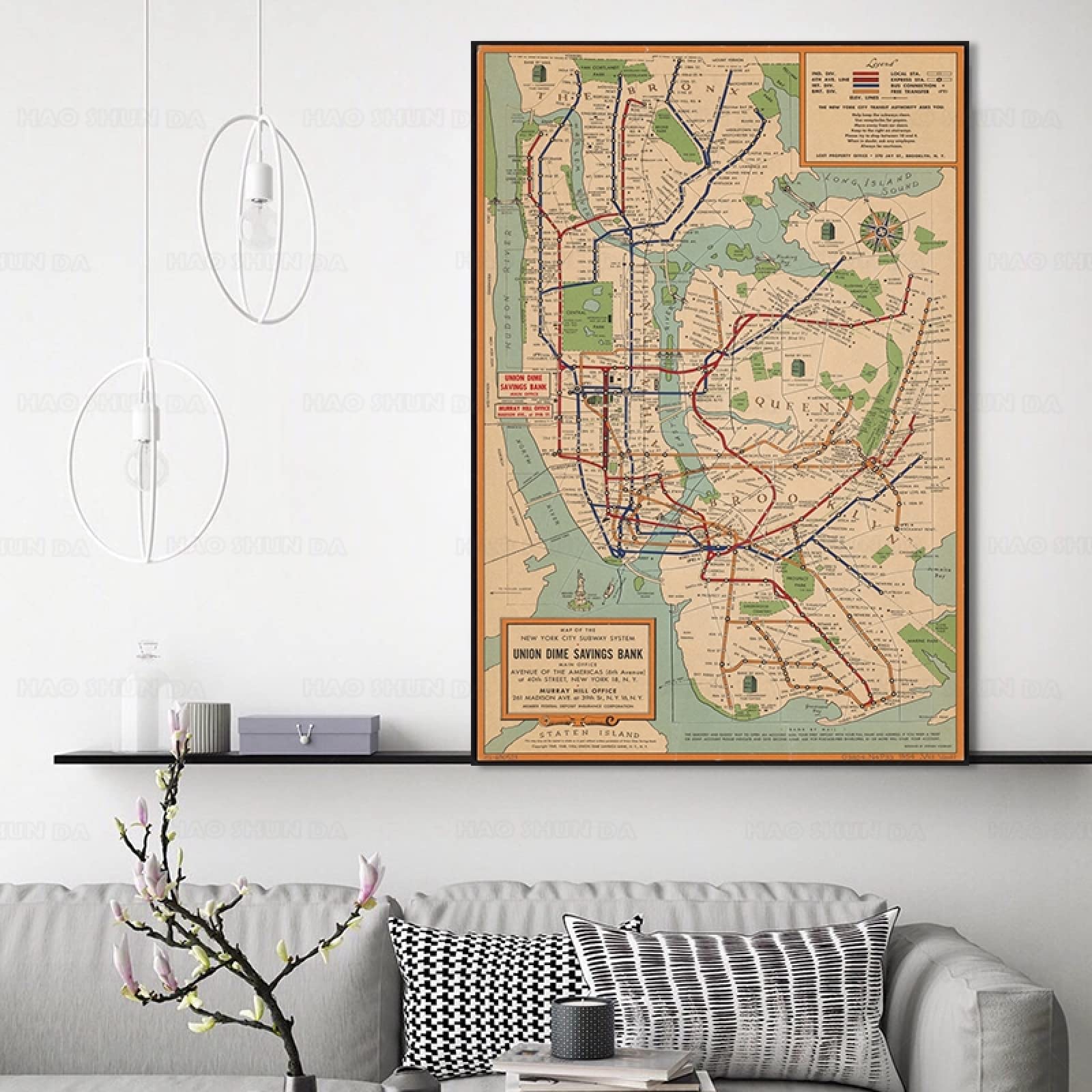 Vintage Mappa Storica Di New York City Illustrazione Vettoriale - Foto 6