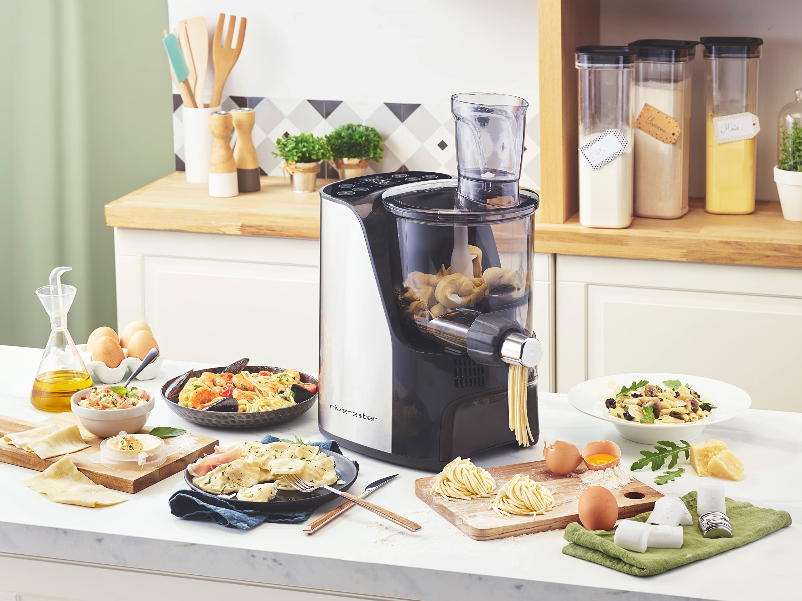 Riviera&bar PMP500-4 Programas - Máquina automática de pasta de metal para secado rápido, tornillos de acero inoxidable - Todos los tipos de pasta de casa - 39 x 35,5 x 23 cm