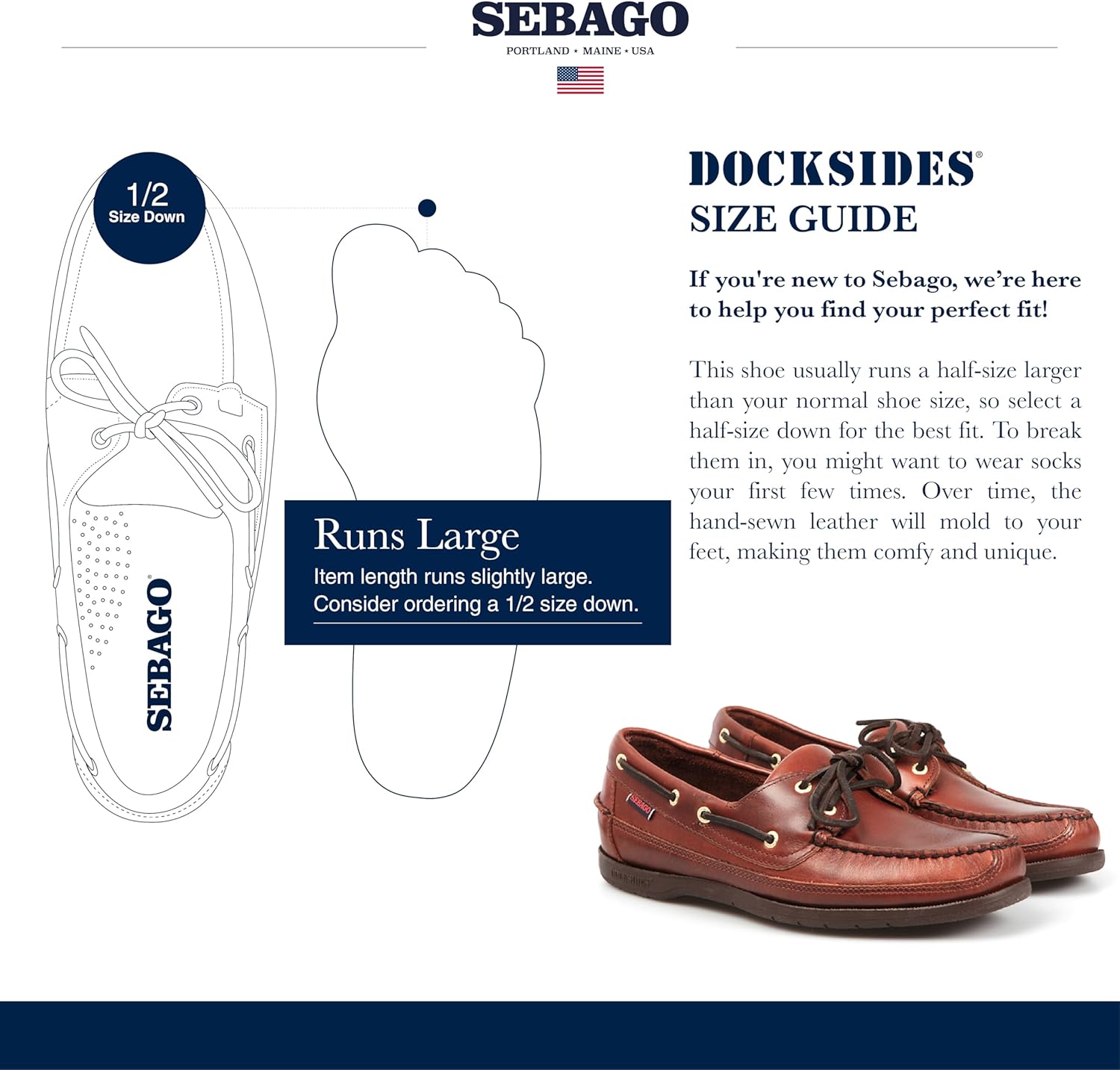 Size Guide Runs A Half Size Large Sebago Schooner Waterproof Boat