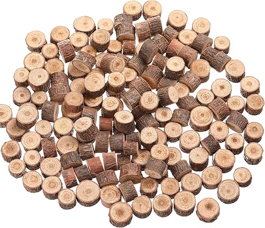 LAZACA Holzscheiben zum Basteln Deko Klein 100 Stücke Holz Log Scheiben Unvollendete DIY Handwerk Holz-Scheiben Hochzeit Mittelstücke Weihnachten Dekoration Baumscheibe 1.5-2.5cm