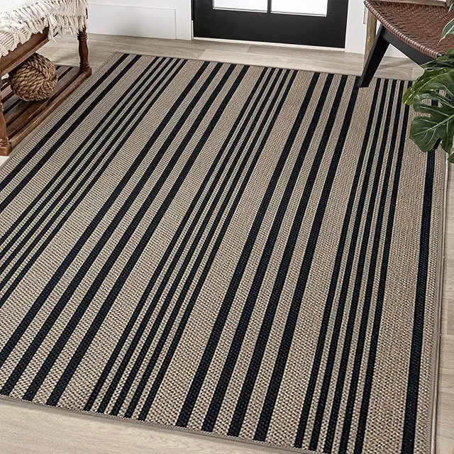 USTIDE 5x7 Washable Jute Rug - Striped Non-Slip Indoor Outdoor Mat