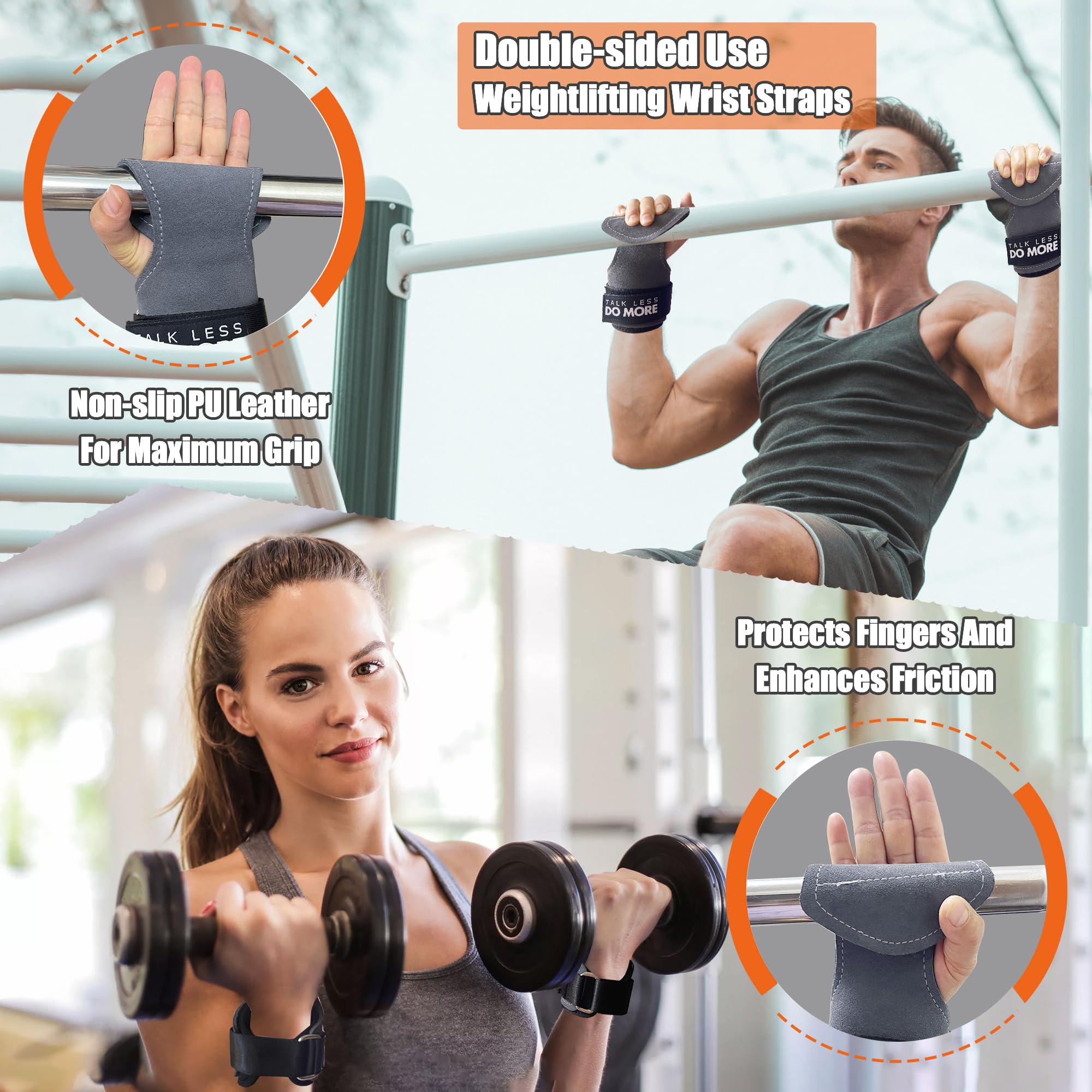 Wrist Straps for Weightlifting, Thicken Lifting Straps Gym for Heavy Powerlifting Deadlifts Rows Pull Ups, PU Leather Padded Workout Weight Lifting Wrist Strap Wraps Exercise Accessories for Men Women