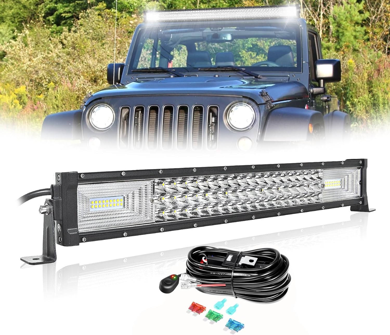SKYWORLD Straight 22 Inch 270W LED Light Bar - Spot/Flood Combo Beam Driving Lamp, Off-Road Fog Lights for Trucks, SUV, 4x4, ATV, UTV, Boat, Trailer with Wiring Harness Kit
