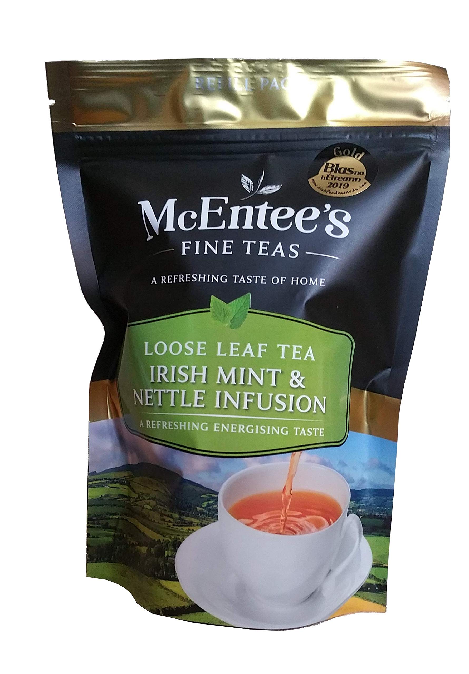 McEntee's Irish Mint & Nettle Infusion - 75g Refill Bag - Expertly Blended in Ireland to give that Refreshing and Energising Taste. A Traditional Blend of Mint and Nettle.